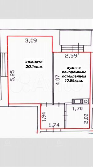 1-к. квартира, 32,9 м², 2/4 эт.