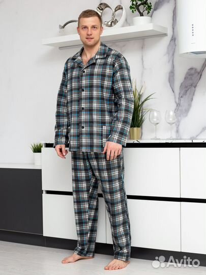 Пижама мужская фланелевая серая