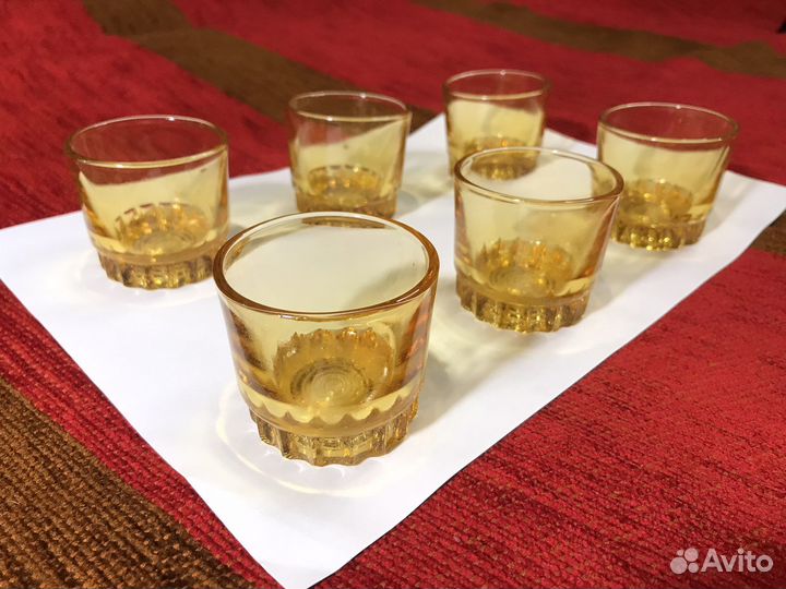 Стопки цветное стекло СССР 6 штук