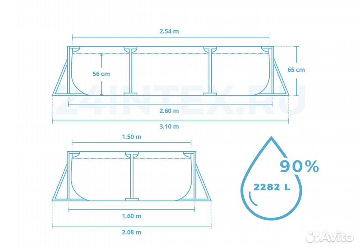 Бассейн каркасный Intex Rectangular Frame