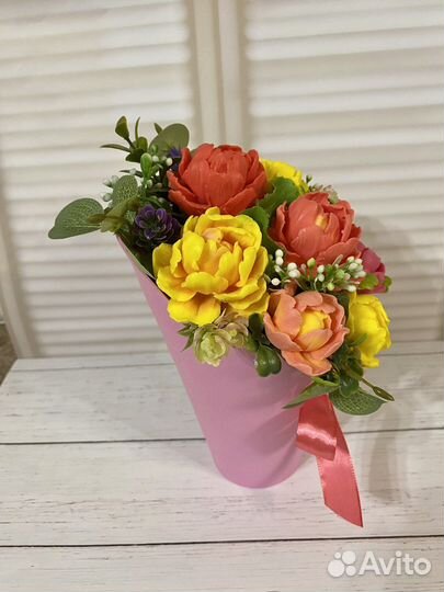 Букет из мыла, Пионы