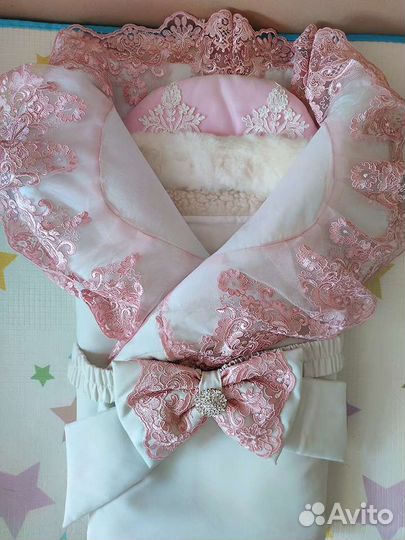 Конверт на выписку для девочки теплый