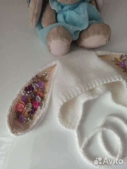 Чепчик с ушками детский Зайка