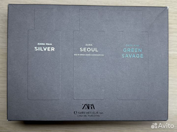 Zara духи набор.Silver.Seoul.Green savage 40 мл