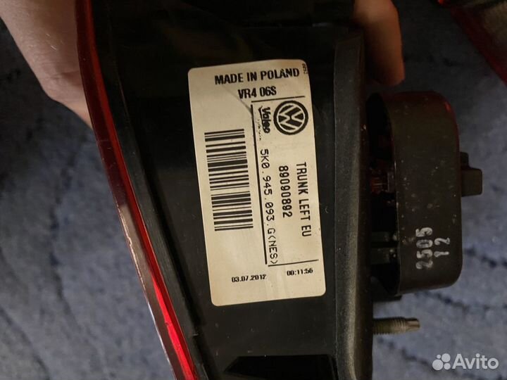 Оригинальные задние фонари valeo на VW Golf 6