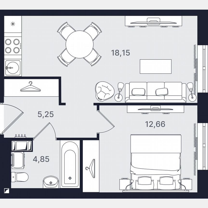 2-к. апартаменты, 40,9 м², 7/24 эт.