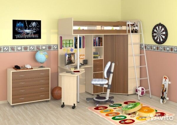 Детская кровать чердак Теремок-М85
