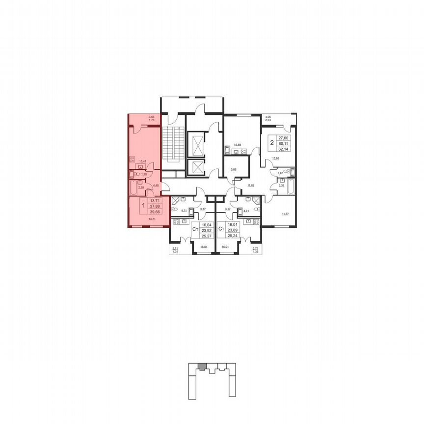 1-к. квартира, 39,7 м², 12/19 эт.