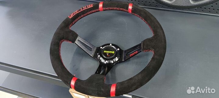 Спортивный руль momo drifting замшевый