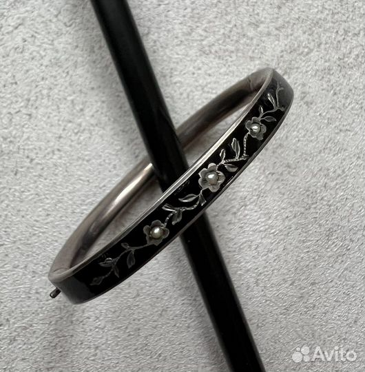 Антикварный браслет жемчуг, эмаль