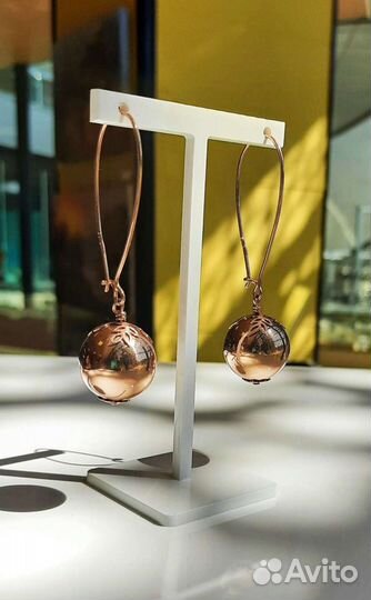 Золотые серьги шары, большие серьги