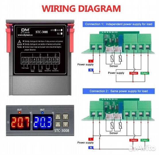 Цифровой регулятор температуры 12В для инкубатора