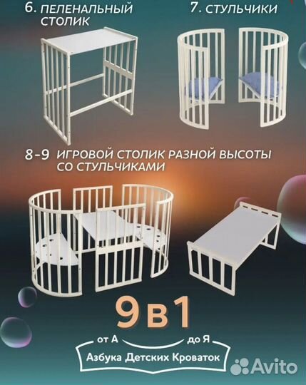 Кроватка 9в1+матрас-трансформер