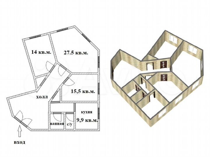 3-к. квартира, 102,7 м², 2/10 эт.