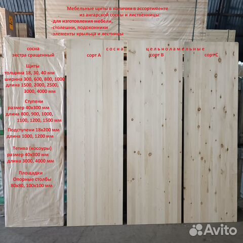 Мебельный щит 18 / 40 мм в ассортименте