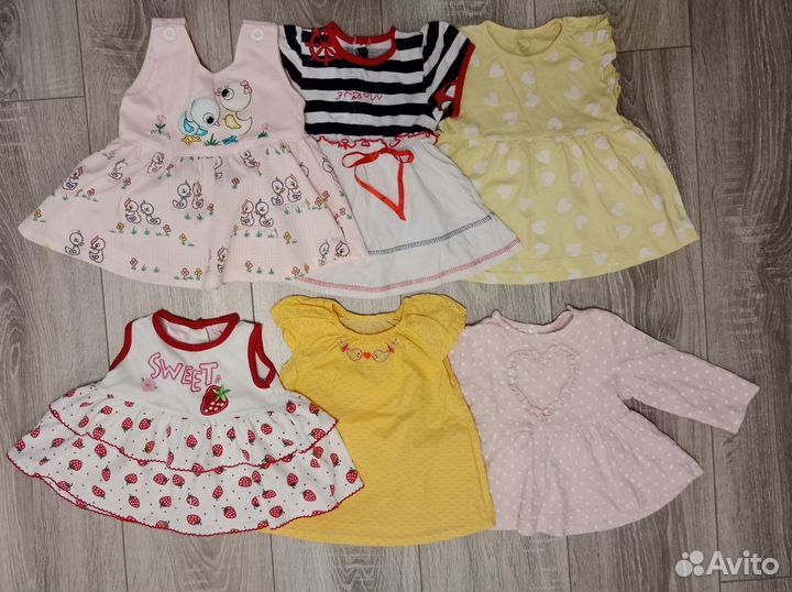 Одежда (39 шт) для девочки пакетом размер 50-56-62