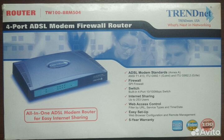 Модем роутер, 4-port adsl, Firewall