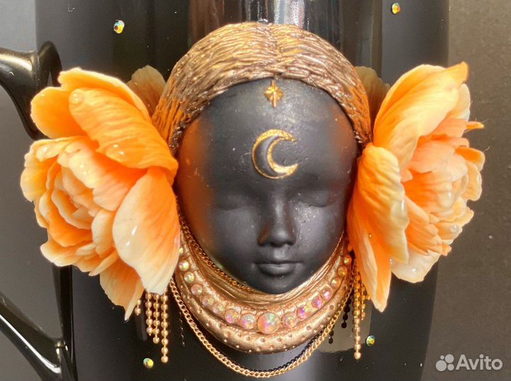 Кружка с декором из полимерной глины, подарок