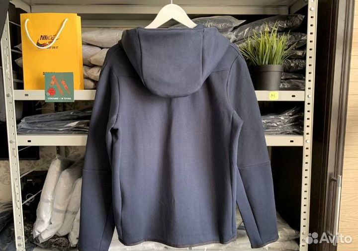 Зип худи nike tech fleece синяя