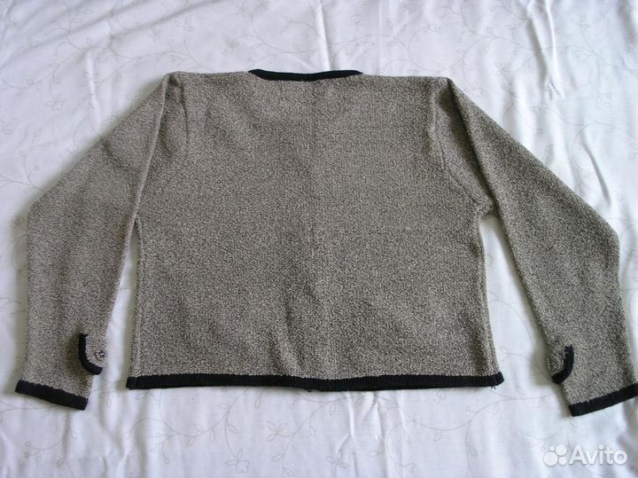 Кофта короткая букле черно-бежевый винтаж