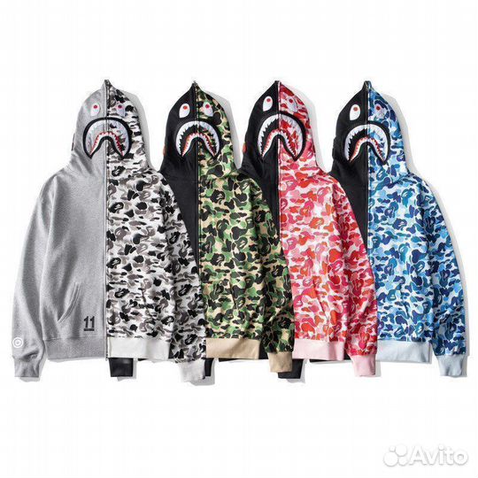 Зип худи full zip Bape 11 серое