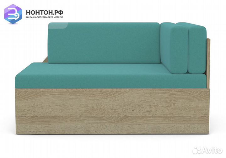 Диван выкатной №1 дуб сонома / аквамарин