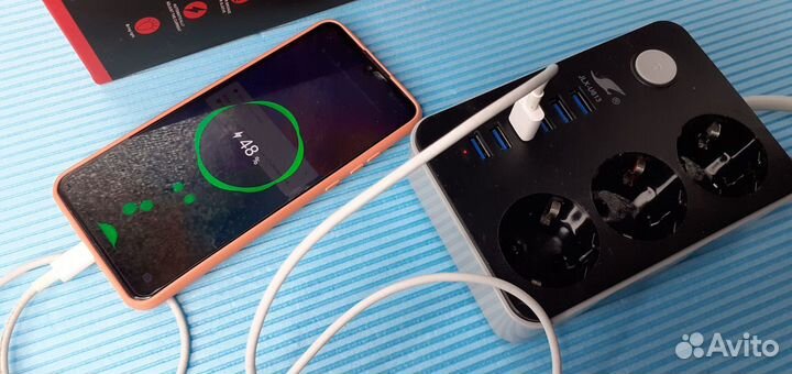 Удлинитель 6 Usb портов 3 розетки Сетевой фильтр