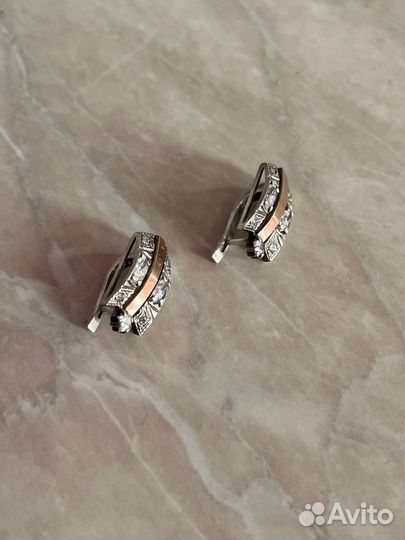 Серьги серебряные с золотом