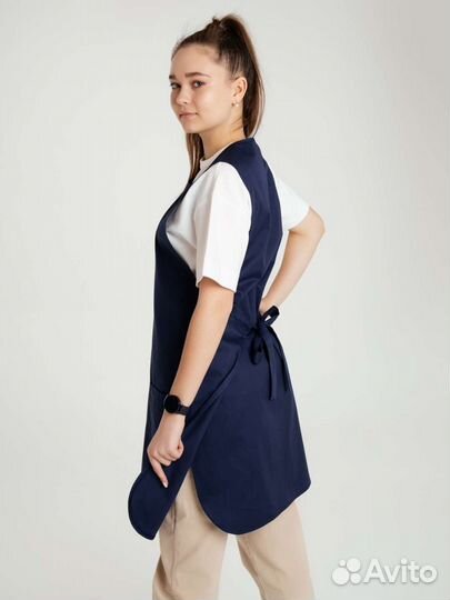 Фартук двойной темно-синий