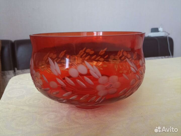 Ваза для фруктов цветное стекло СССР