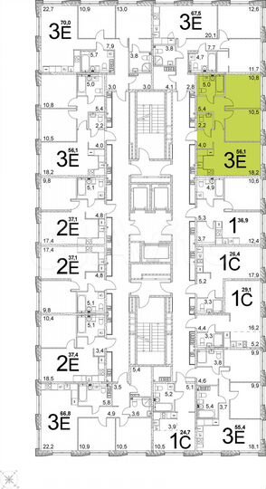 2-к. квартира, 56,1 м², 15/25 эт.