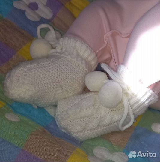 Пинетки детские вязаные для новорожденных