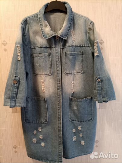 Пальто женское летнее джинсовое