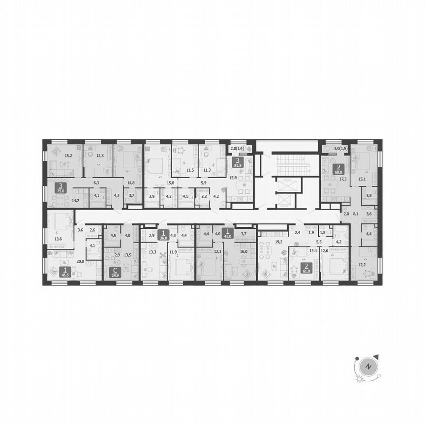 1-к. квартира, 36,8 м², 6/19 эт.