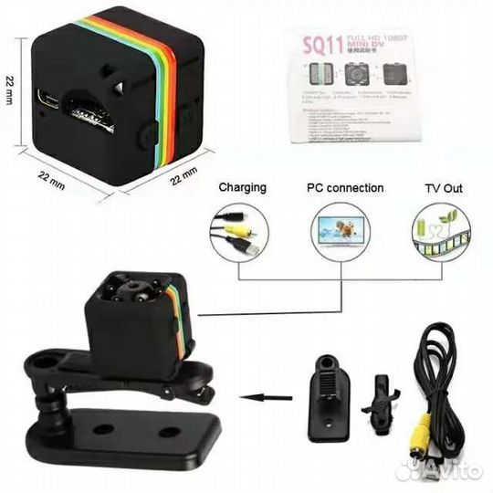 Мини-регистратор SQ11 1080P, ночное видение