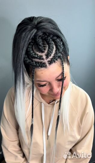 Косы,брейды,афрокудри, афрохвост, брейды в хвост