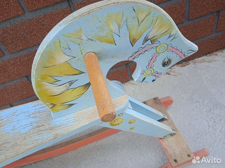 Лошадь качалка деревянная винтаж