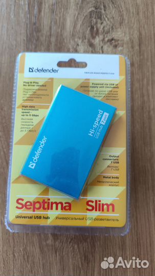 Хаб defender septima slim, USB 2.0, 7 портов