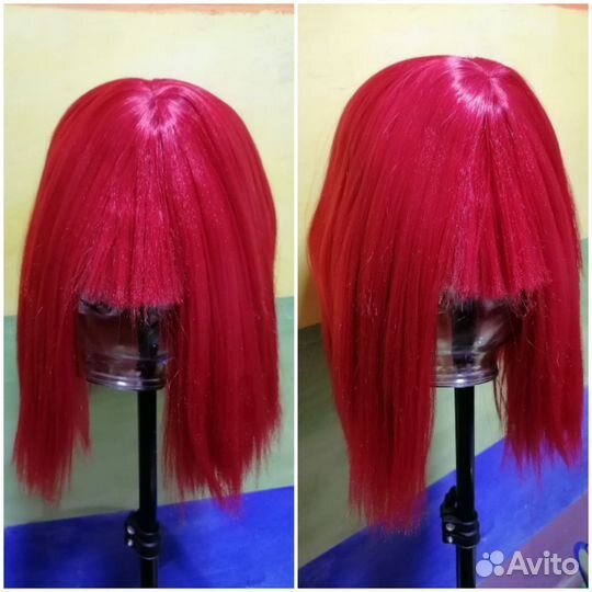 Парик красное удлинённое каре