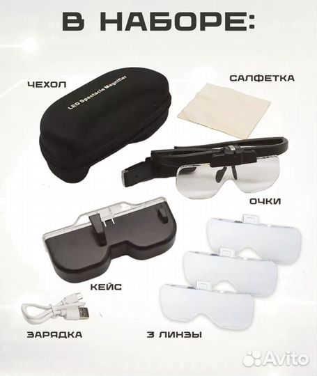 Очки лупа комплект