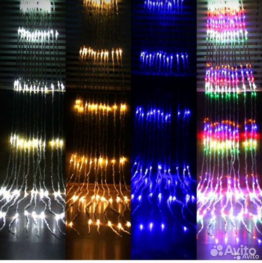 Гирлянды светодиодные Водопад в ассортименте
