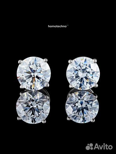 Пусеты 2ct, D, vvs2, IGI, CVD