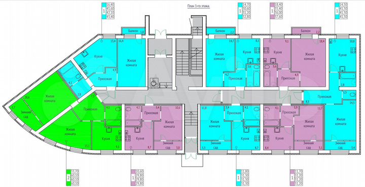 1-к. квартира, 43,4 м², 1/3 эт.