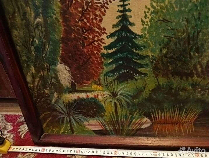 Картина старинная большая на холсте