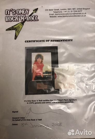 Автограф Robert Plant - Led Zeppelin