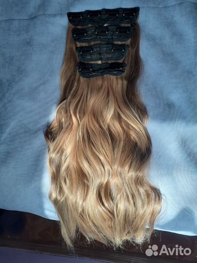 Волосы на заколках натуральные русые