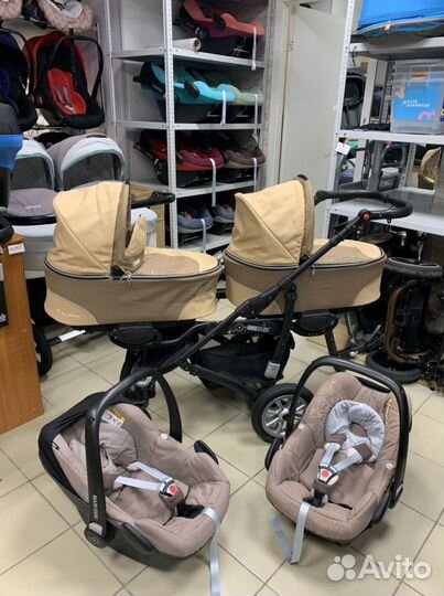 Коляска для двойни + maxi-cosi
