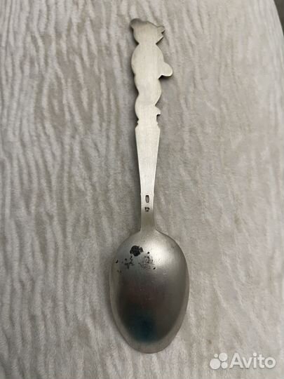 Серебряная чайная ложка с эмалью СССР