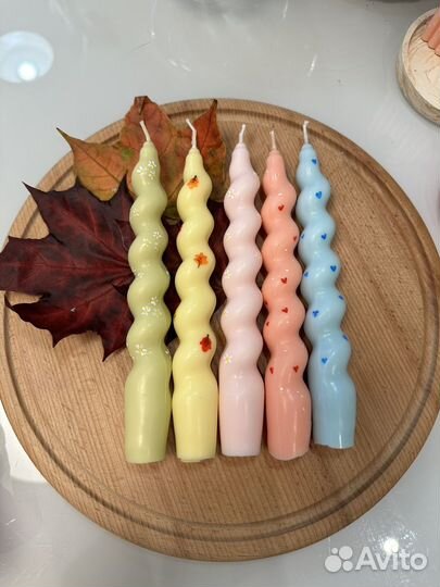 Соевые свечи ручной работы витые столовые
