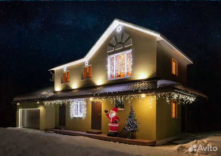 Украшение домов гирляндами / Подсветка фасада